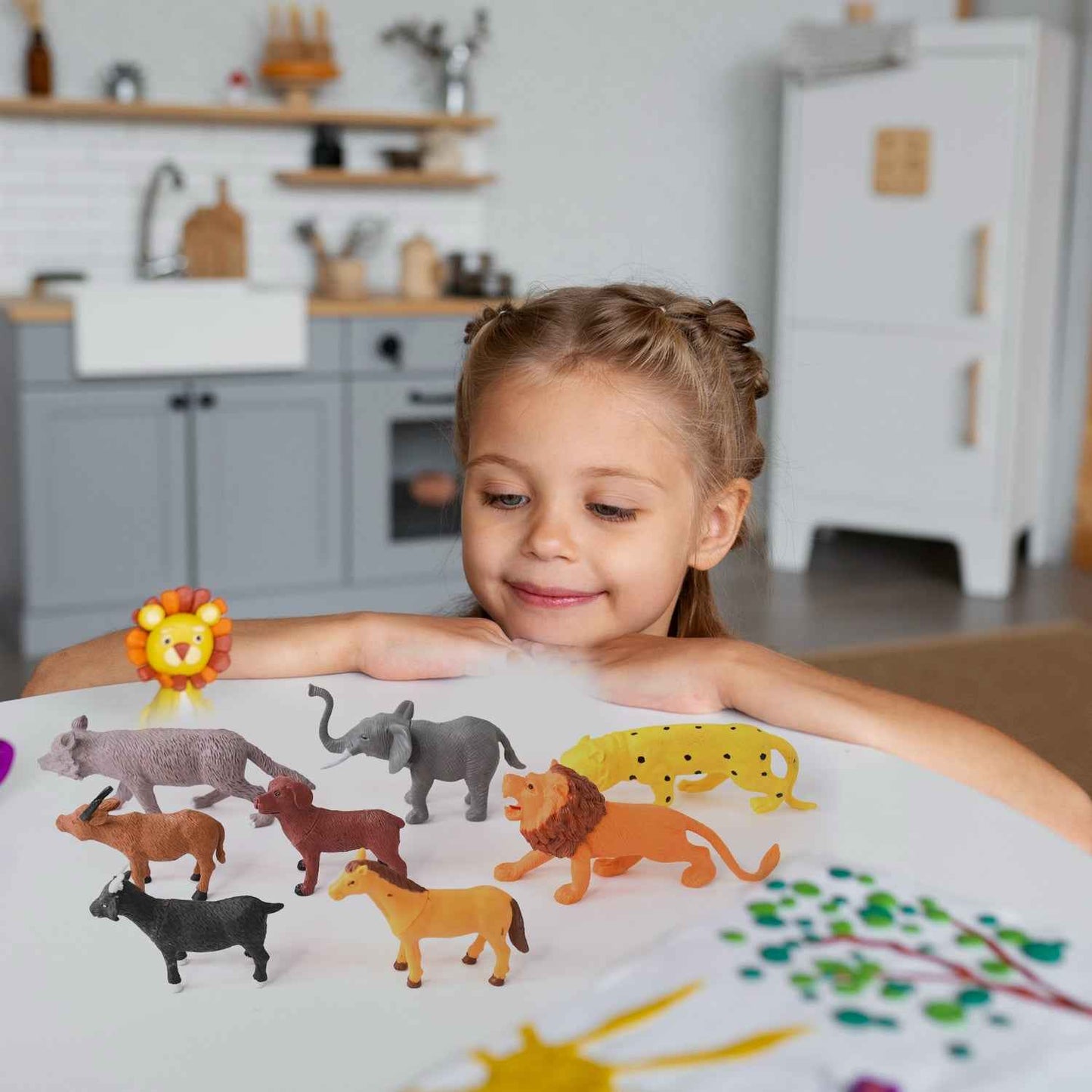 Animal Kingdom Plastic Toy Set For Kids (14 Pc)