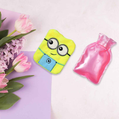 6507 2eye Minions Small Hot Water Bag With Cover For Pain Relief Neck Shoulder Pain And Hand Feet Warmer Menstrual Cramps.