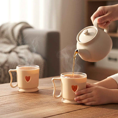 Elegant Heart Design Mini Tea  Coffee Mug Set (100ml 6 Pc)