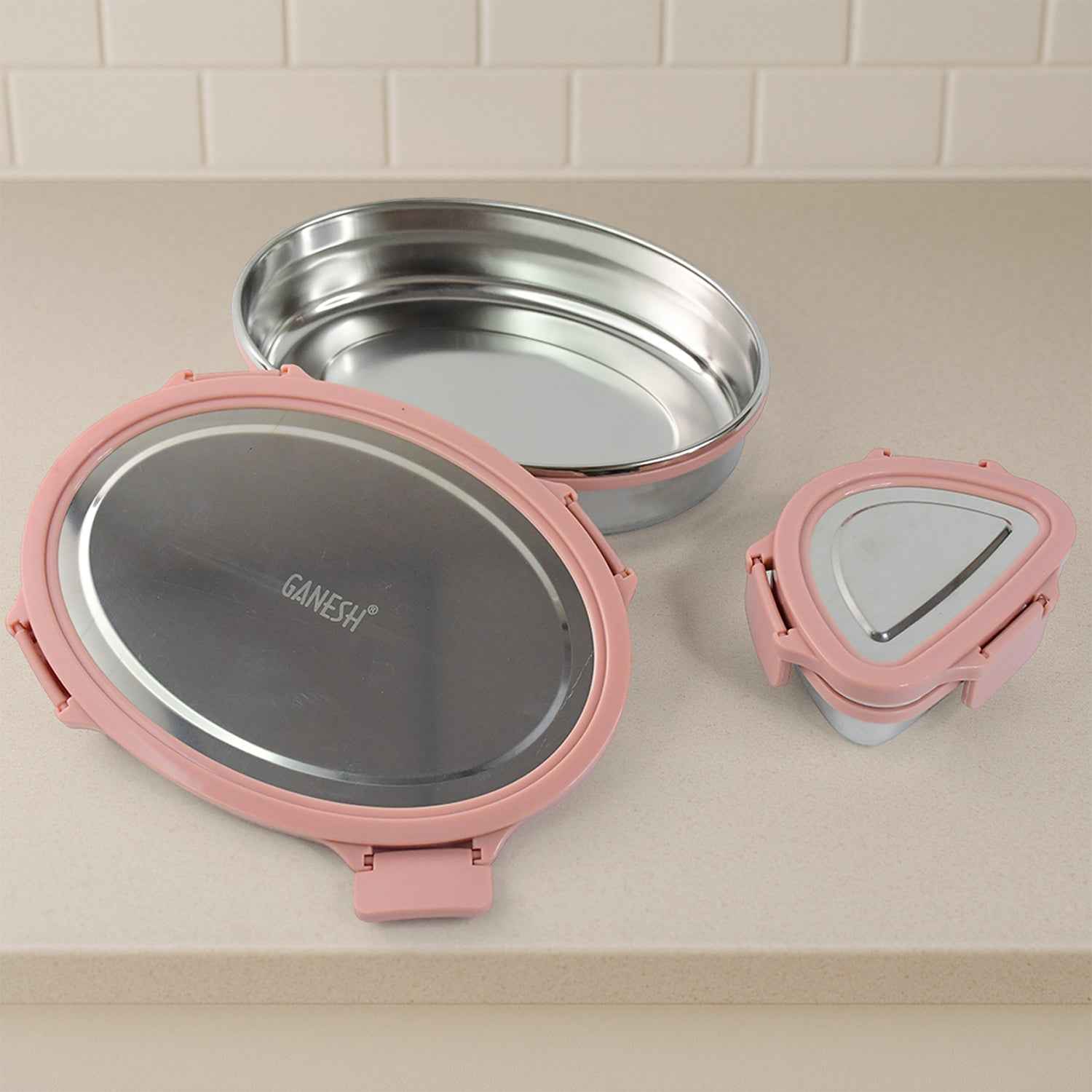 Ganesh Classy 2 Piece Stainless Steel Lunch Box Set - BeSh Deals®