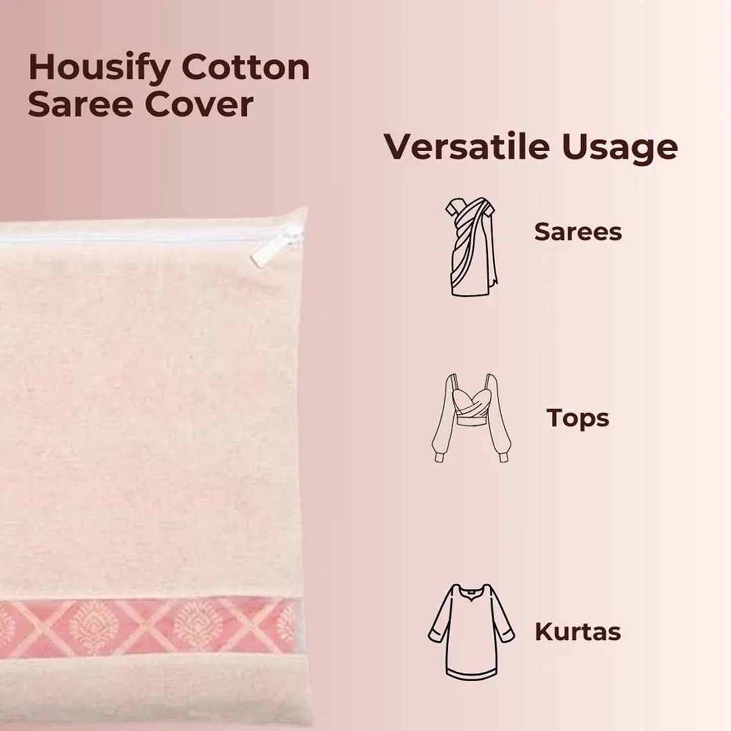 Zip Closure Saree Storage Bag (14.516.5 Cm 1 Pc)