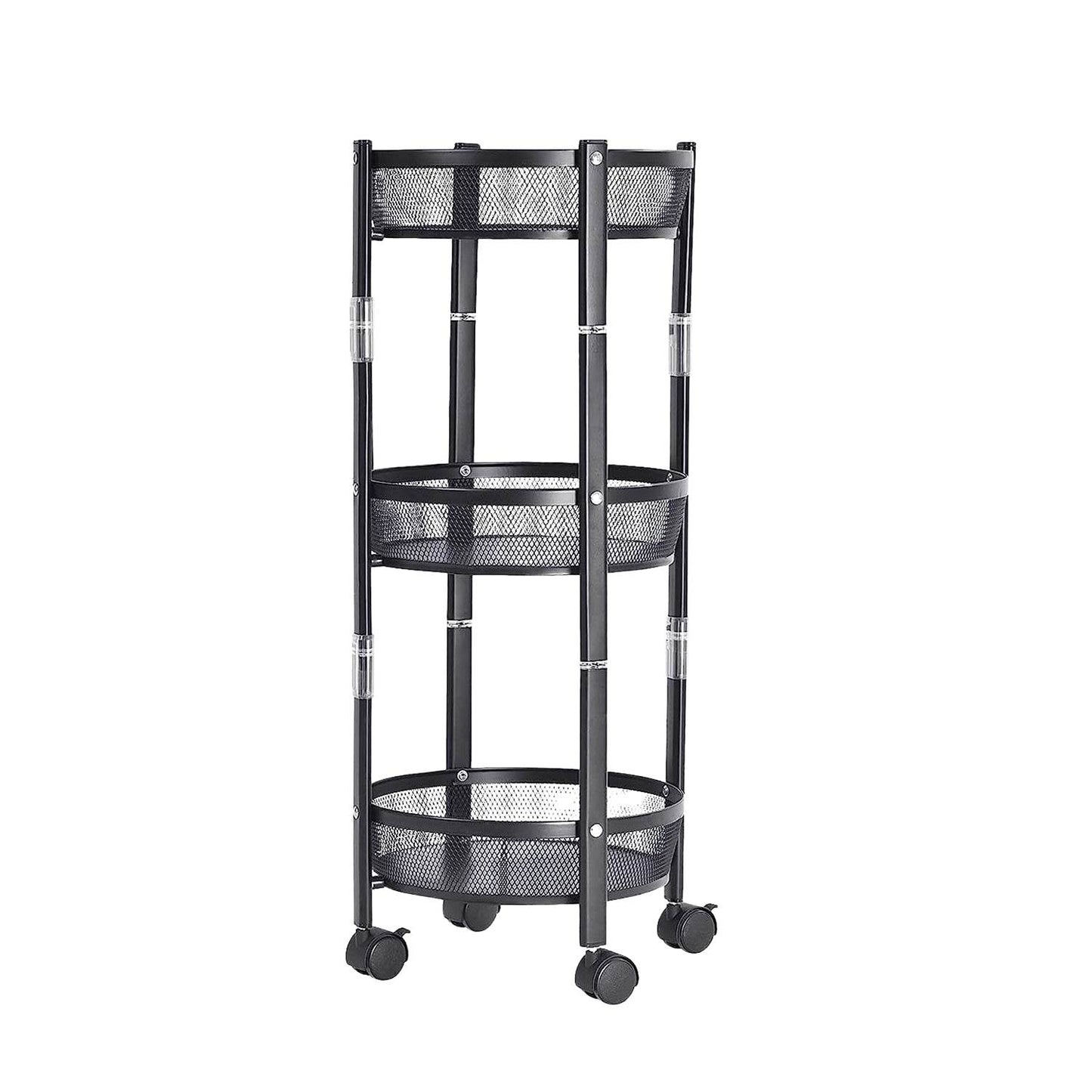 3-layer Round Metal Mesh Utility Storage Trolley With Wheels - Best Deals at BeSh Deals®