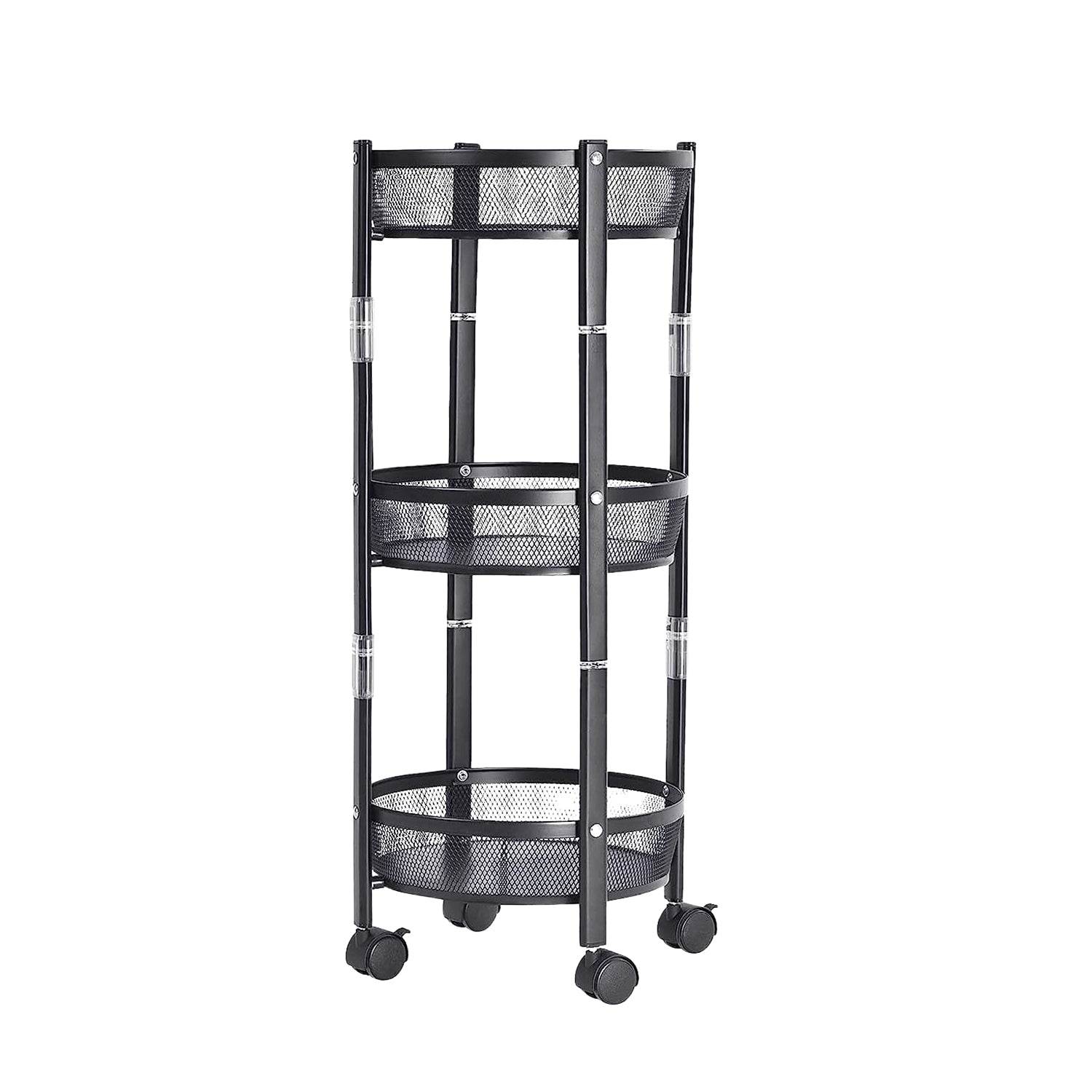3-layer Round Metal Mesh Utility Storage Trolley With Wheels - Best Deals at BeSh Deals®