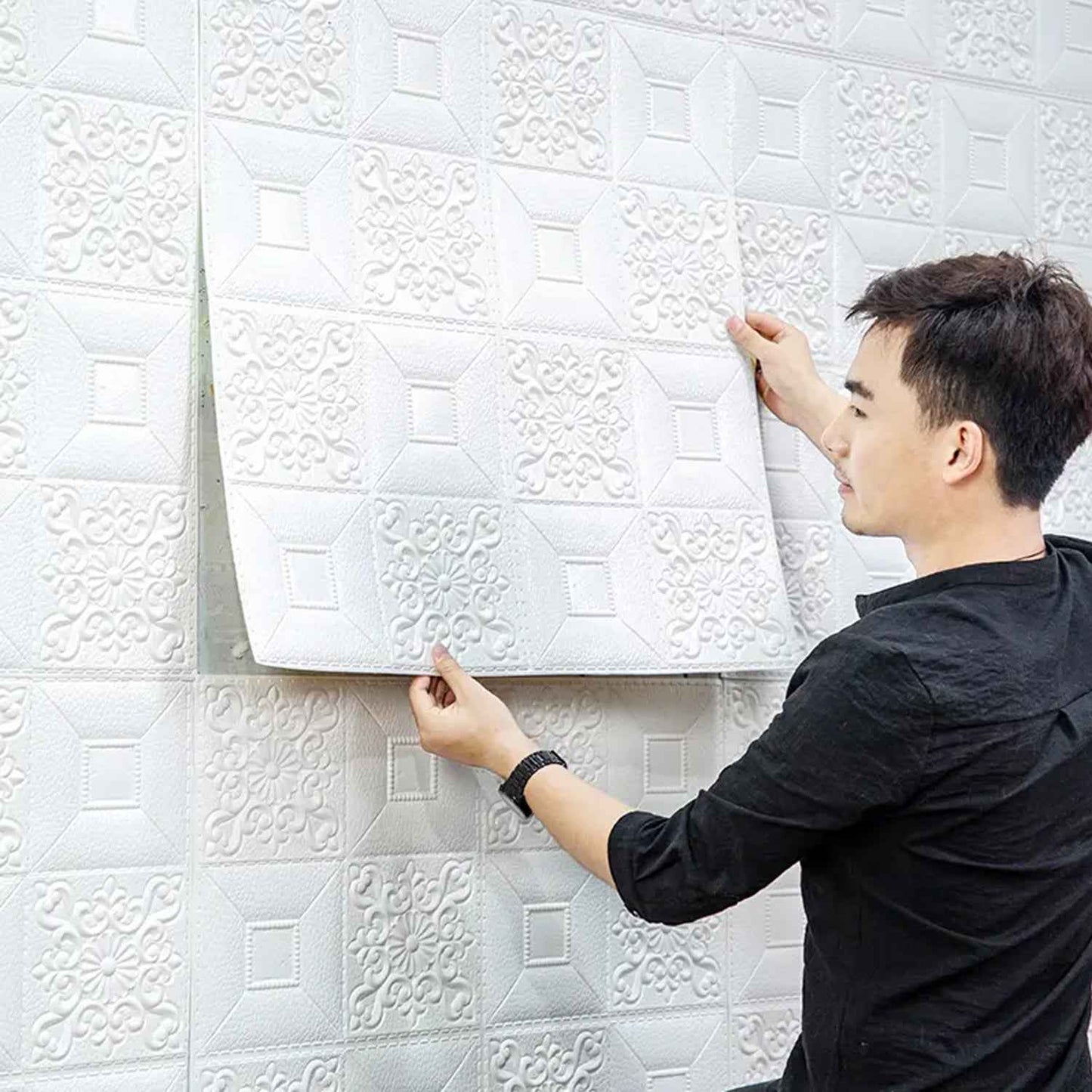 9276 Wallpaper 3d Foam Wallpaper Sticker Panels I Ceiling Wallpaper For Living Room Bedroom I Furniture Door I Foam Tiles (Square Design)