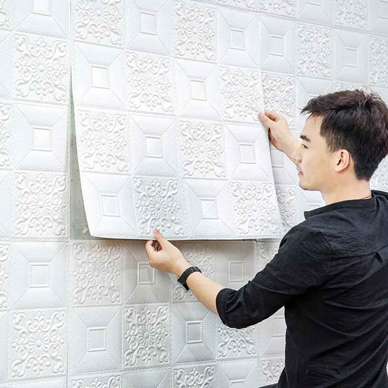9276 Wallpaper 3d Foam Wallpaper Sticker Panels I Ceiling Wallpaper For Living Room Bedroom I Furniture Door I Foam Tiles (Square Design)