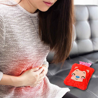 6523 Pink Cat Small Hot Water Bag With Cover For Pain Relief Neck Shoulder Pain And Hand Feet Warmer Menstrual Cramps.