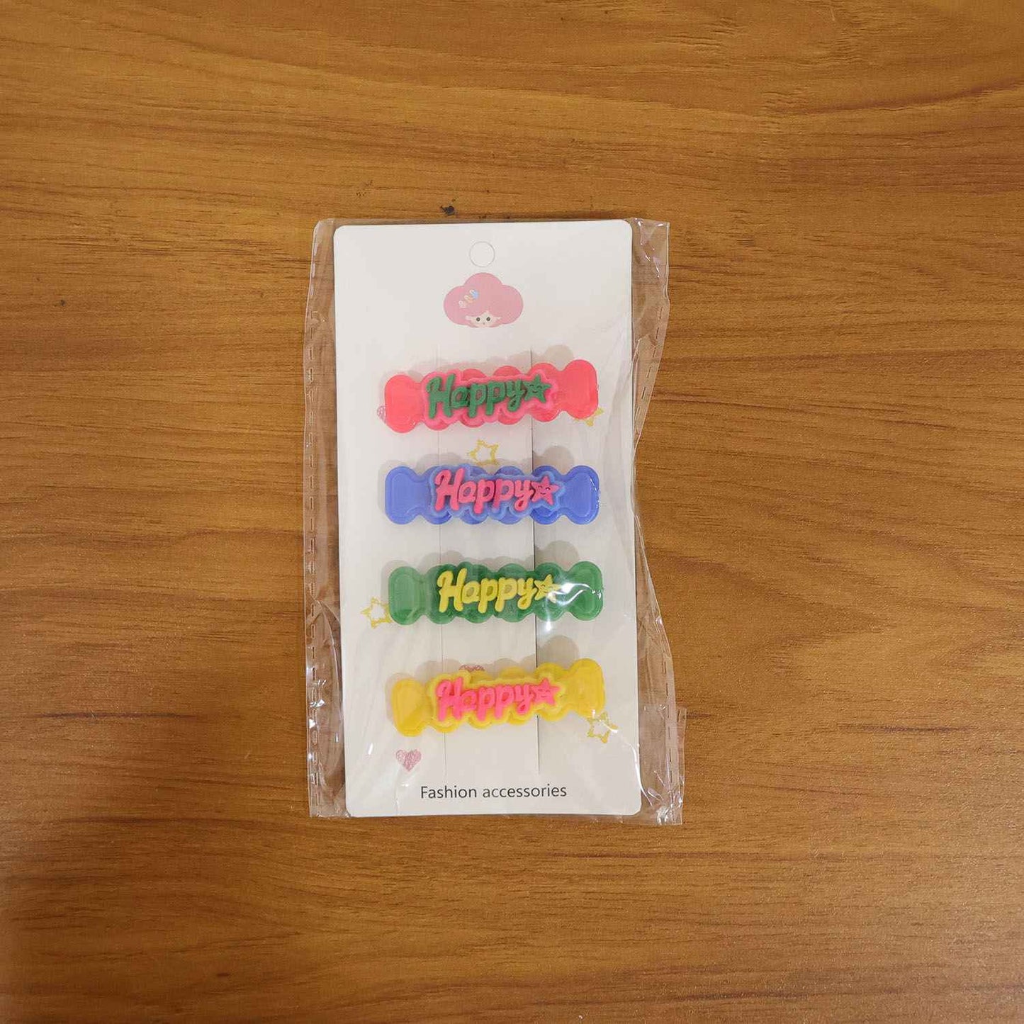 Cute Happy Bone-shaped Snap Hair Clips Set (4 Pc)