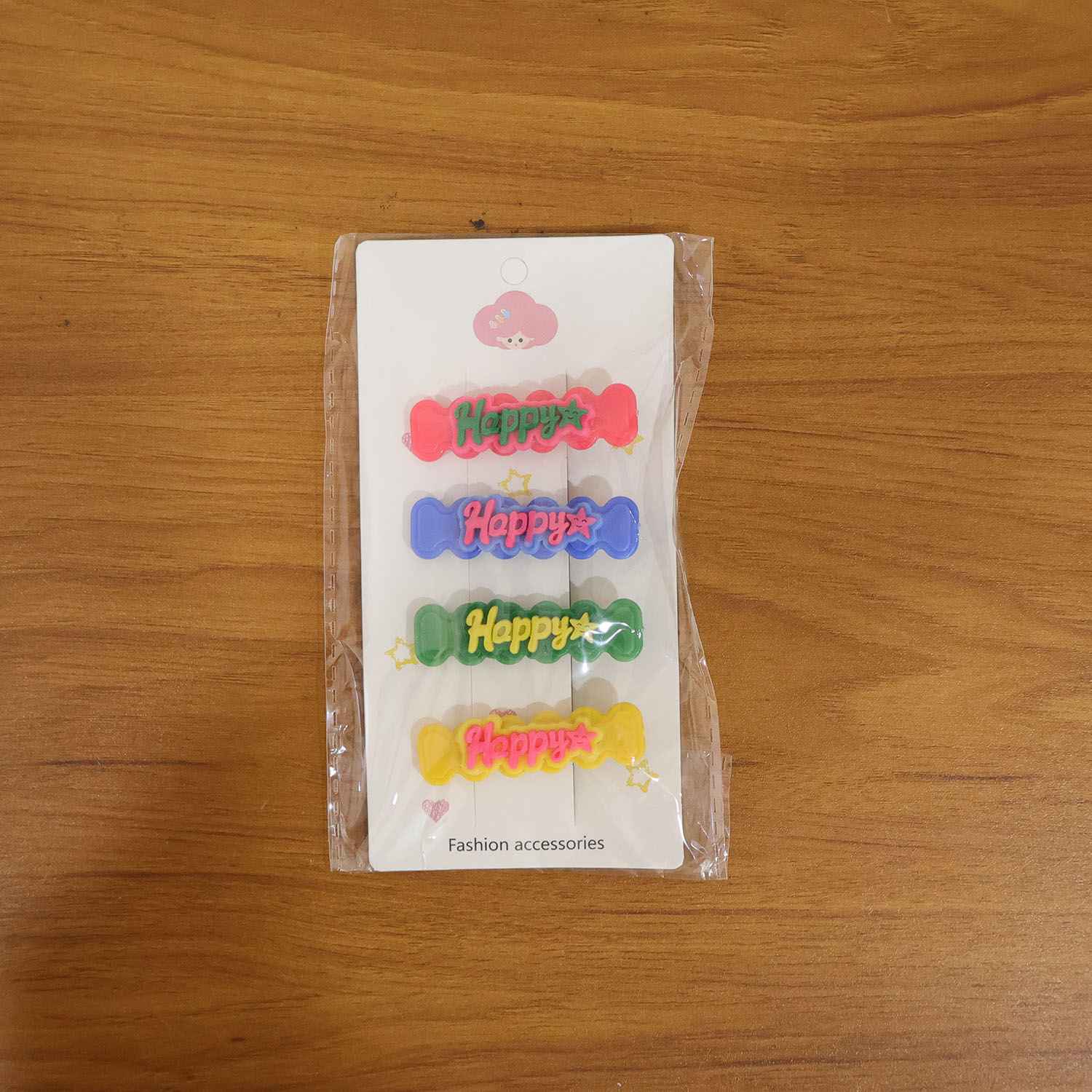 Cute Happy Bone-shaped Snap Hair Clips Set (4 Pc)