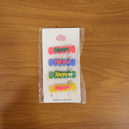 Cute Happy Bone-shaped Snap Hair Clips Set (4 Pc)