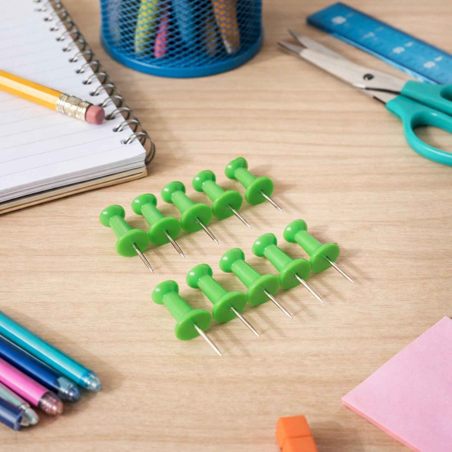 Green Plastic Push Pins Thumb Tacks For Notice Board (10 Pc)