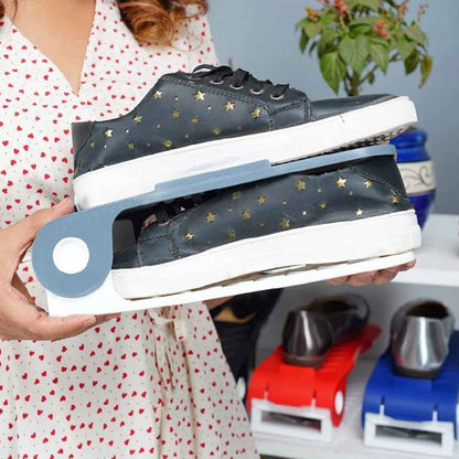 1329 Adjustable Plastic Shoe Organizers Adjustable Shoe Slots Organizer Portable Shoe Rack Space Saver Rack Holder Adjustable Shoe Rack Shoe Holder (1 Pc)