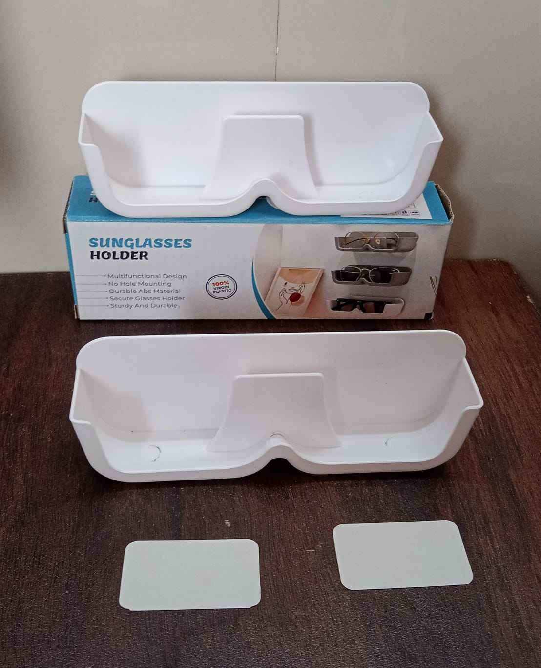 17823 Wall Mount Sunglass Organizer Simple Space Saving Glasses Storage Box Eyewear Stand Holder For Showcase Bedroom Apartment With 2 Pc Double Sided Adhesive Sticker (2 Pcs Set)