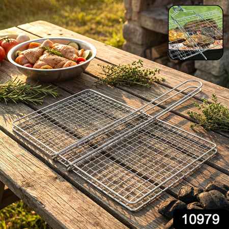 Heavy-duty Stainless-steel Barbecue Grill Basket (1 Pc)