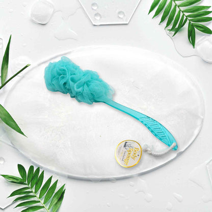 6702a Loofah Back Scrubber For Shower Long Handle Bath Sponge Shower Brush Soft Nylon Mesh Back Cleaner Washer Body Bath Brush For Women And Men Bathroom Shower Accessories (45 Cm)