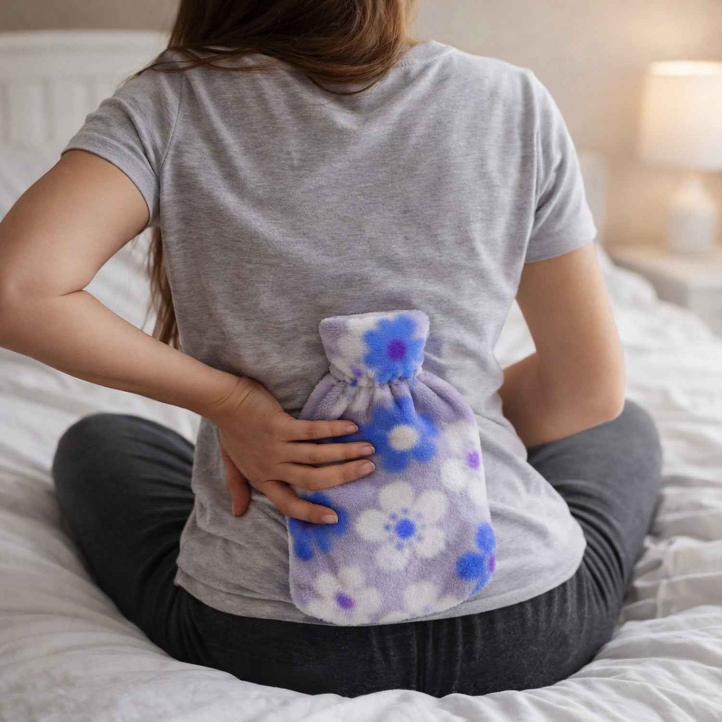 Floral Printed Soft Plush Hot Water Bag And Cover (19x12 Cm)