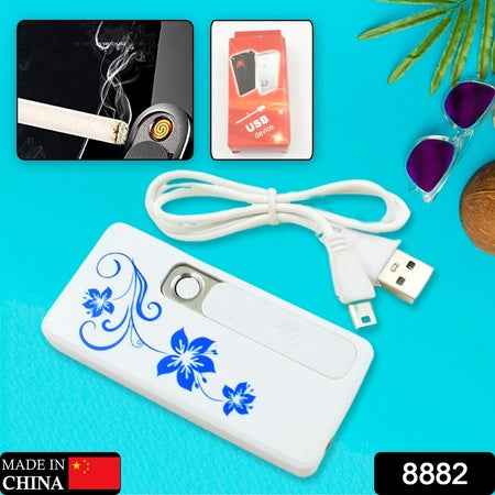 8882 Stylish Electric Usb Lighter For Men  Women Regular Cigarettes Portable Usb Rechargeable Flameless Coil Slim Cigarette Lighter With Charging Cable Windproof E Lighter Lighter For Smoking (1 Pc )
