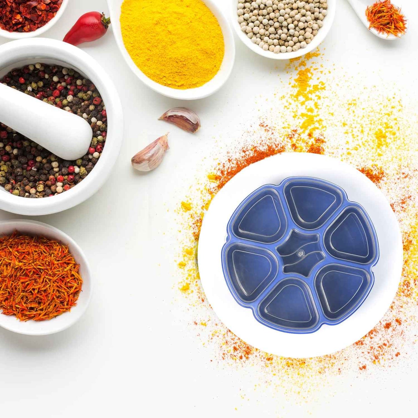 7185 Unique Design Multipurpose Masala  Spice Box Container Spice Box For Kitchen  Masala Container  ( Plastic 7 Section )