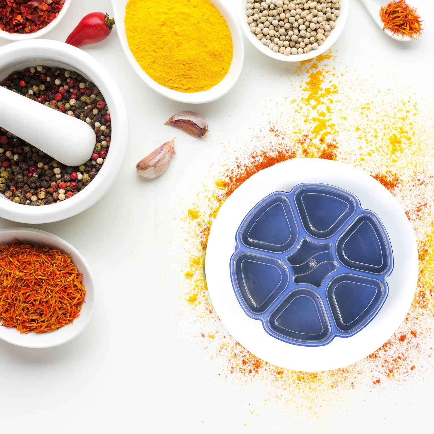 7185 Unique Design Multipurpose Masala  Spice Box Container Spice Box For Kitchen  Masala Container  ( Plastic 7 Section )