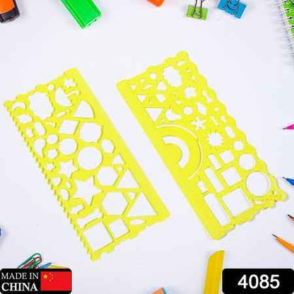 4085 Clear Green Circle Triangle Square Rectangle Template Drawing Ruler Scale Suitable For School  Drawing Use ( 2pc )