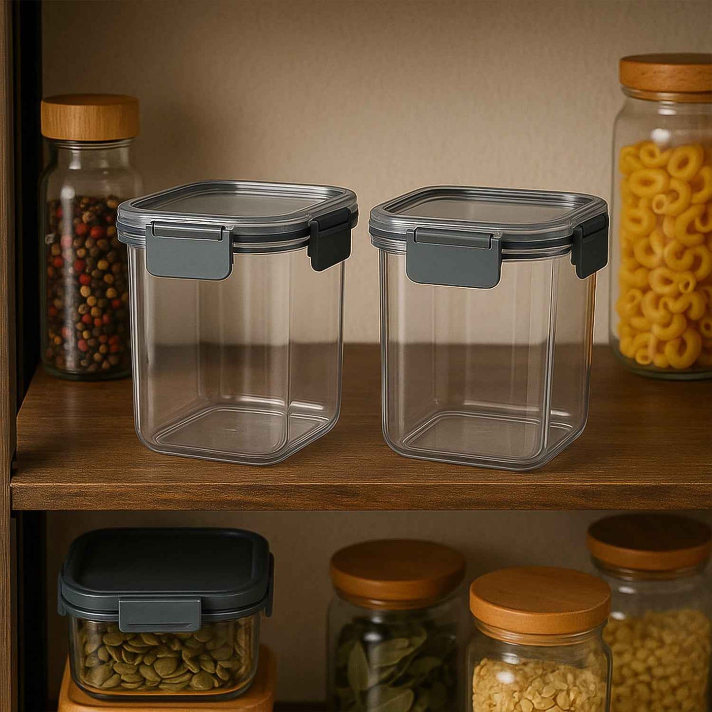 Apex Press N Lock Airtight Food Storage Container Set (2pc900ml) Approx
