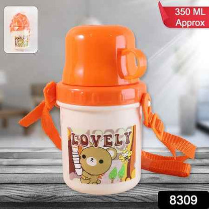 Lovely Cartoon Printed Plastic Cup With Lid (Approx. 350 Ml 1 Pc)
