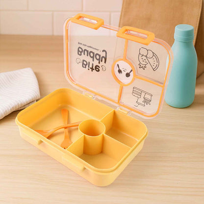 Bite Buddy 4 Compartment Leak Resistant Plastic Lunch Box With Spoon Fork - BeSh Deals®