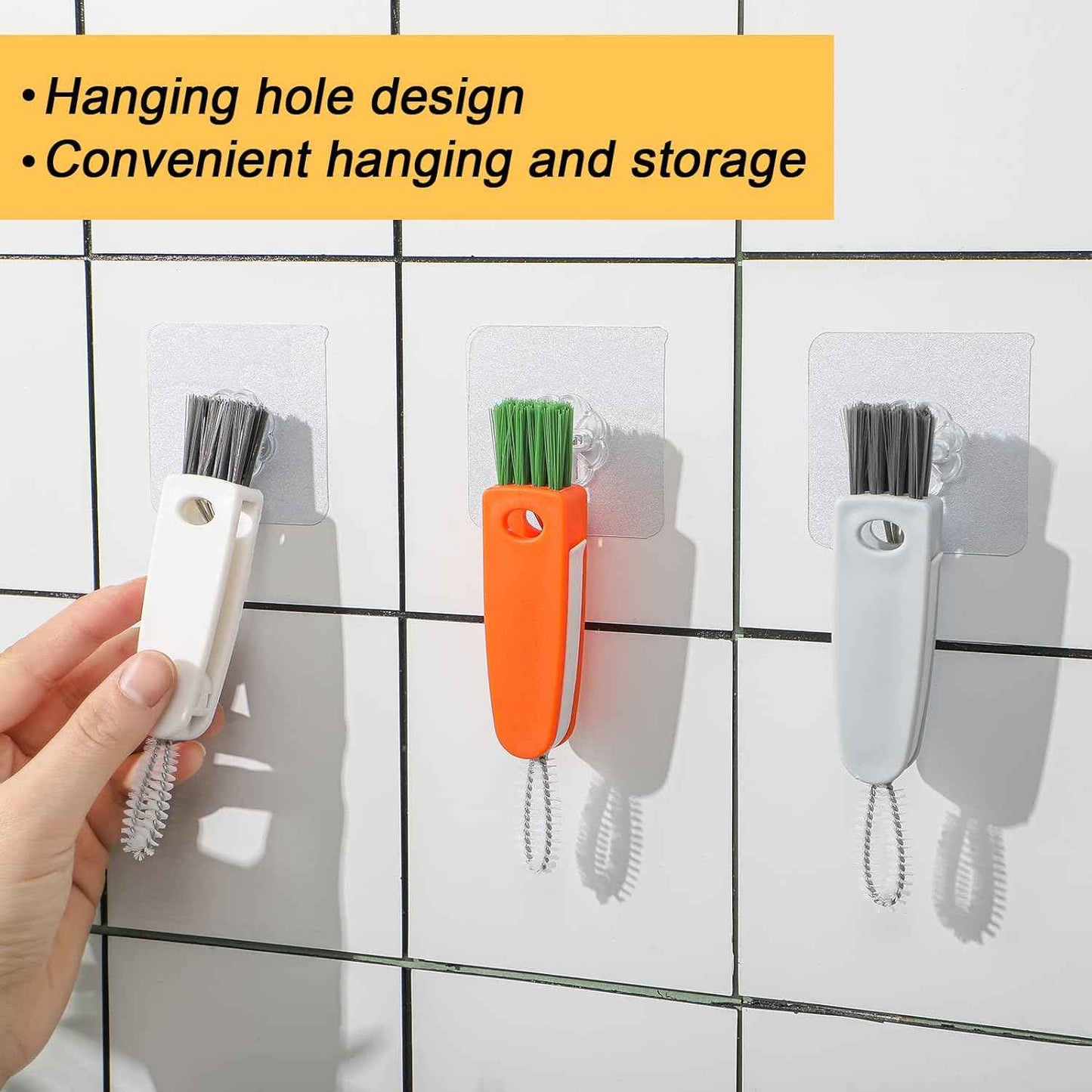 6483  3 In 1 Multifunctional Cleaning Brush Mini Glass Cover Cleaning Brush Bottle Cleaning Brush Set Cup Cleaner Brush Bottle Cap Detail Brush For Bottle Cup Cover Lid Home Kitchen Washing Tool (1 Pc)