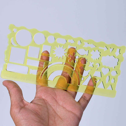 4085 Clear Green Circle Triangle Square Rectangle Template Drawing Ruler Scale Suitable For School  Drawing Use ( 2pc )