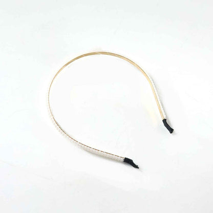 Elegant Pearl Beaded Slim Metal Hair Band (1 Pc)