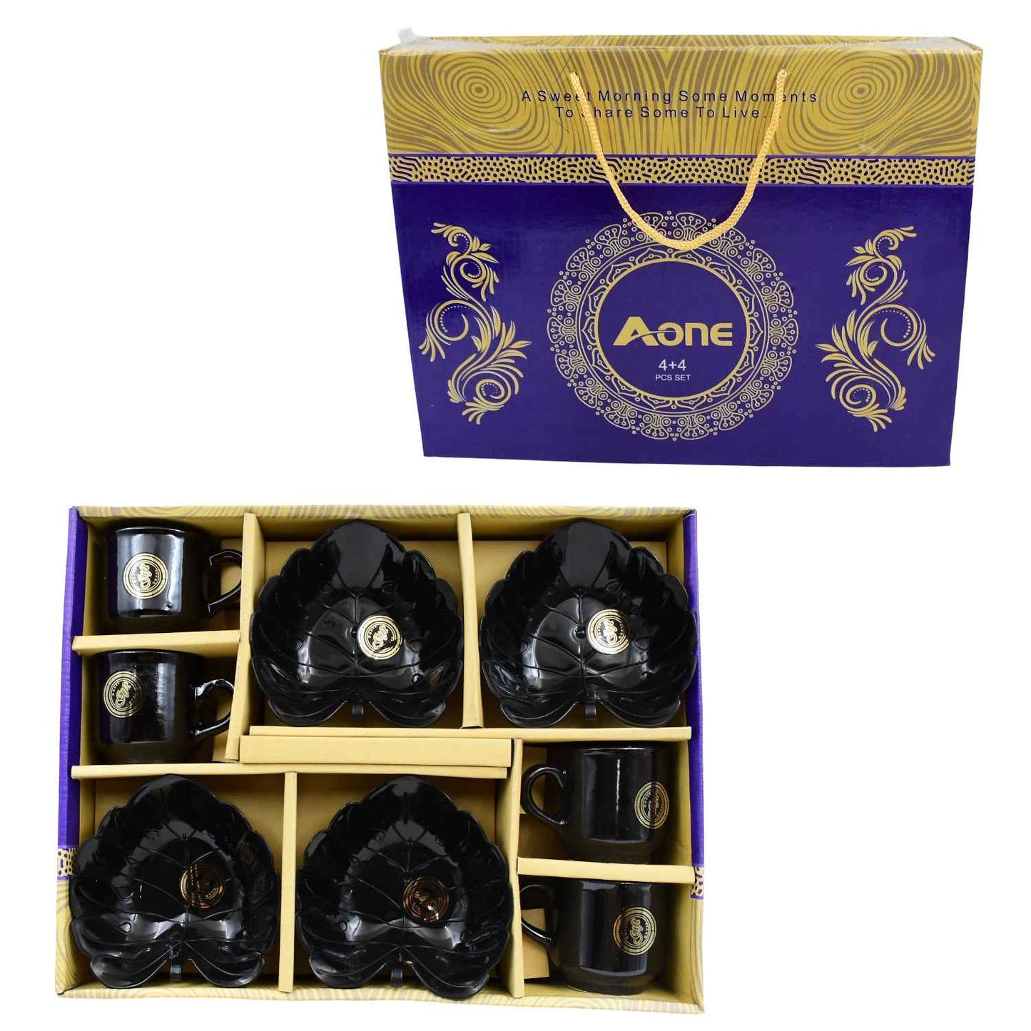 A One Ceramic Tea  Cups  Mug Set With Leaf Shape Serving Bowl (8 Pcs Set) - Best Deals at BeSh Deals®