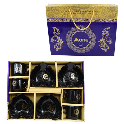 A One Ceramic Tea  Cups  Mug Set With Leaf Shape Serving Bowl (8 Pcs Set) - Best Deals at BeSh Deals®