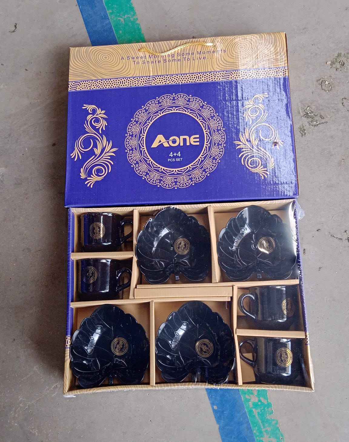 A One Ceramic Tea  Cups  Mug Set With Leaf Shape Serving Bowl (8 Pcs Set) - Best Deals at BeSh Deals®