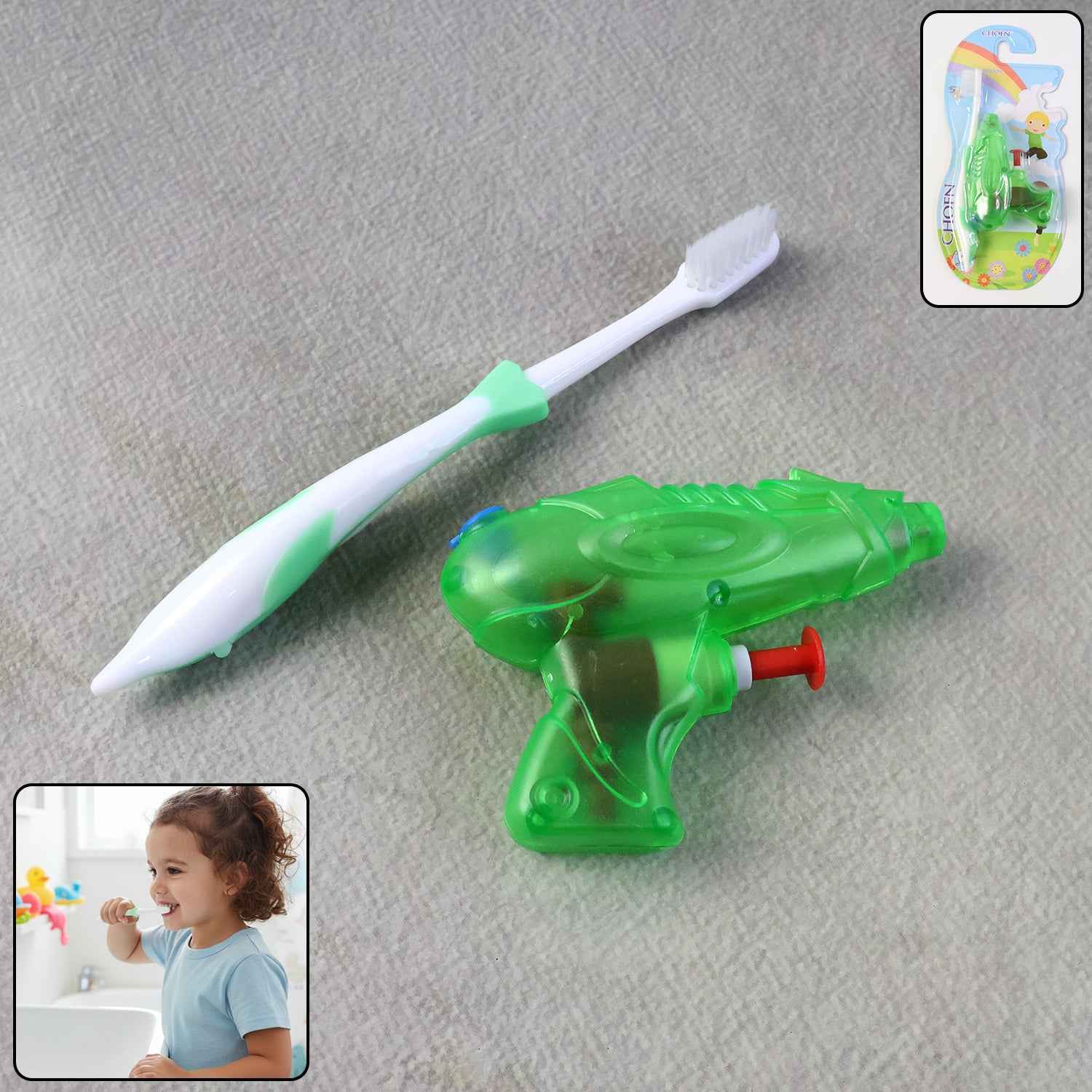 Kids Toothbrush And Water Gun Toy Set