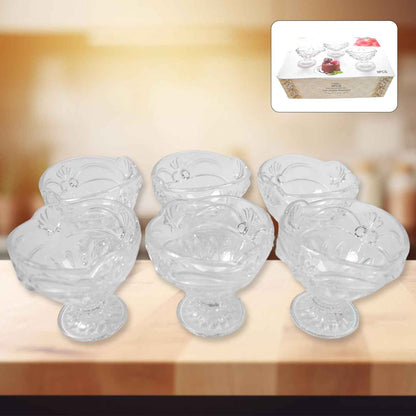 Glass Ice-cream Cup Set Home  Kitchen Serving Or Dessert Cup (6 Pcs Set)