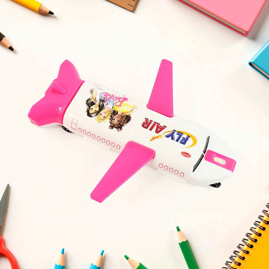 Multi-functional Airplane-shaped Compass Box With Led Light And Built-in Sharpener