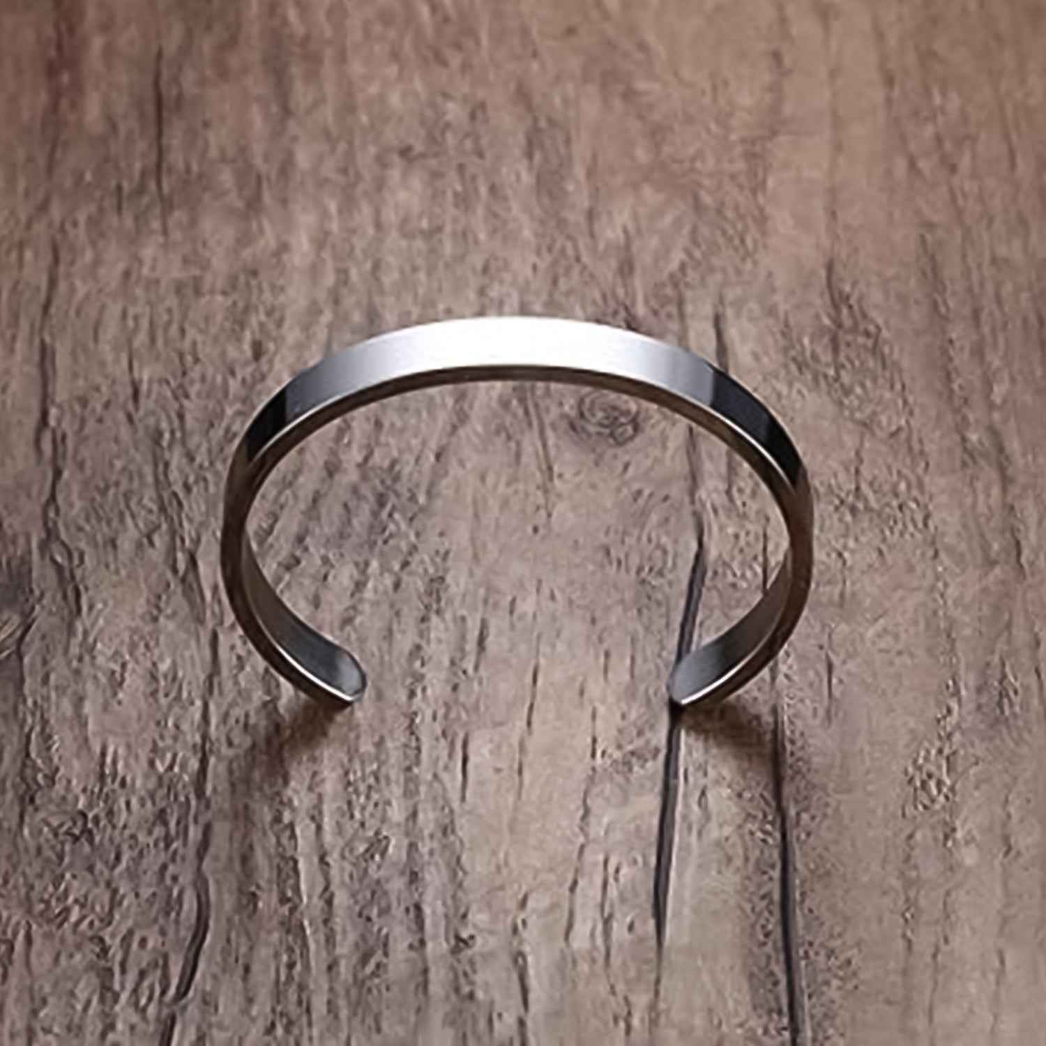 Minimalist Polished Open-ended Silver-tone Stainless Steel Kada (1 Pc)