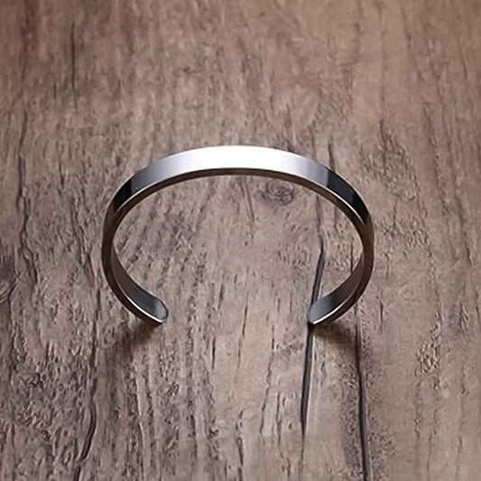 Minimalist Polished Open-ended Silver-tone Stainless Steel Kada (1 Pc)