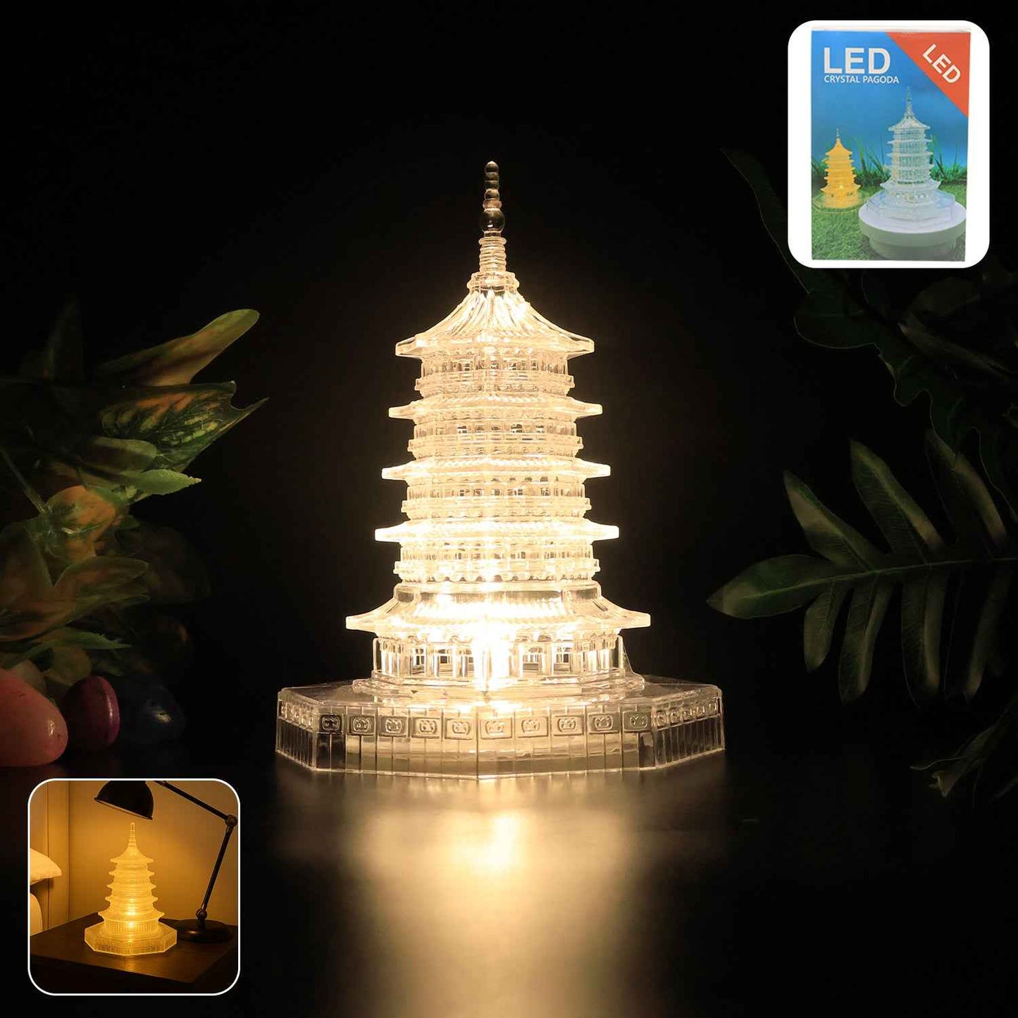 Premium Led Crystal Pagoda Decorative Light (1 Pc)