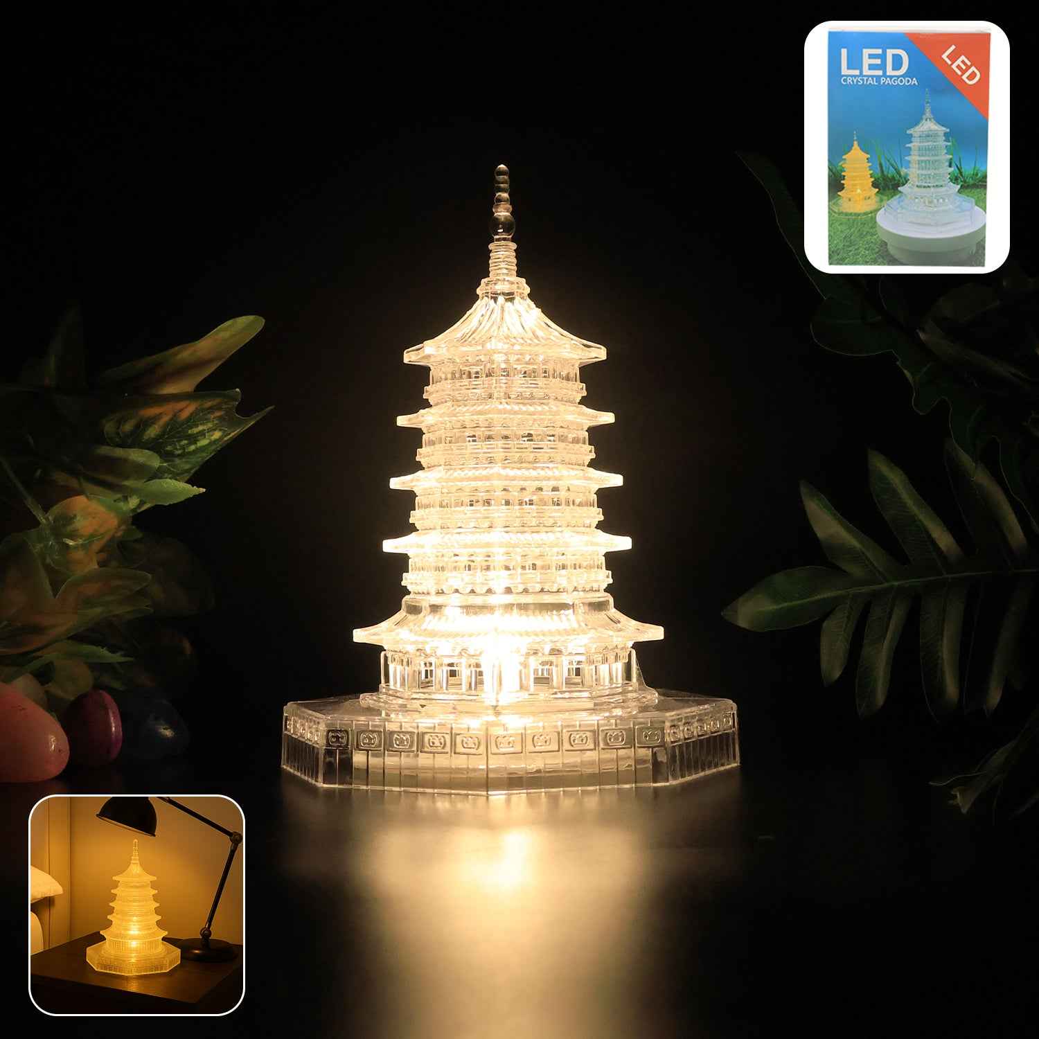 Premium Led Crystal Pagoda Decorative Light (1 Pc)
