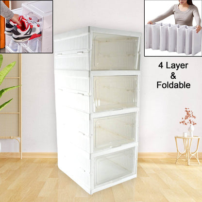 Stackable Multifunctional Storage For Clothes Foldable Drawer Shelf Basket Utility Cart Rack Storage Organizer Cart For Kitchen Pantry Closet Bedroom Bathroom Laundry (4 Layer 1 Pc) - Best Deals at BeSh Deals®