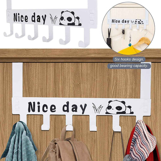 Heavy-duty Carbon Steel Door Hook Hanger Rack (2 Pc  6 Hook  White)