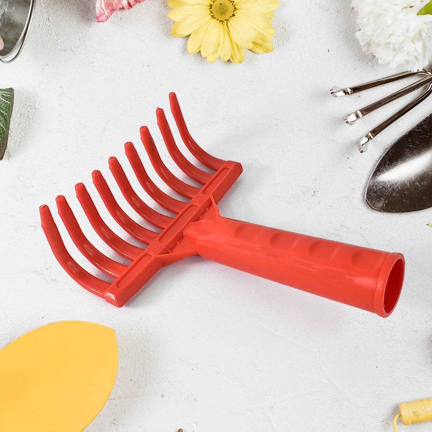 Heavy Duty Plastic Garden Hand Rake  9-tooth Cultivator Tool (1 Pc)