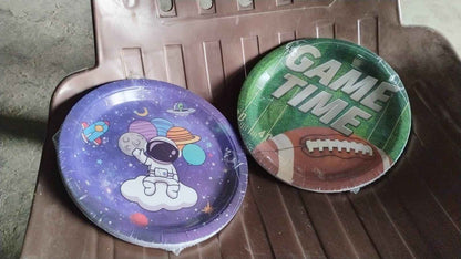 Round Plates Disposable Paper Plates  Happy Birthday Gift (10 Pcs Set  Mix Design)