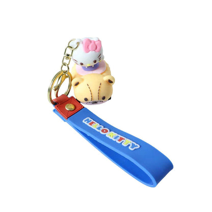 Cute Cartoon Cat Riding Toy Car Silicone Keychain (1 Pc)