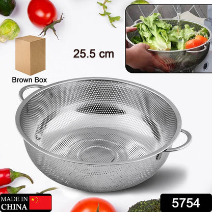 5754 Stainless Steel Colander With Handle Large Metal Mesh Basket Strainer For Pasta Spaghetti Berry Veggies Fruits  Kitchen Food Colander Dishwasher Safe (1 Pc  25.5 Cm) - Best Deals at BeSh Deals®