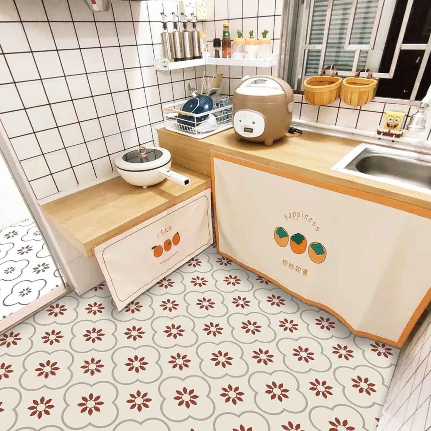 Peel And Stick Floor Tiles Kitchen  Bathroom Backsplash Sticker Detachable Waterproof Diy Tile Stickers For Wall Decoration Tiles Home Decoration (8x8 Inch  1 Pc Tiles)