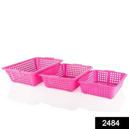 2484 Plastic Multiple Size Cane Fruit Baskets (3 Size Large Medium Small)