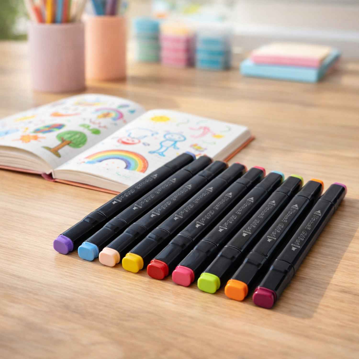 24 Pc Dual Tip Sketch Marker Pen Set With Storage Pouch