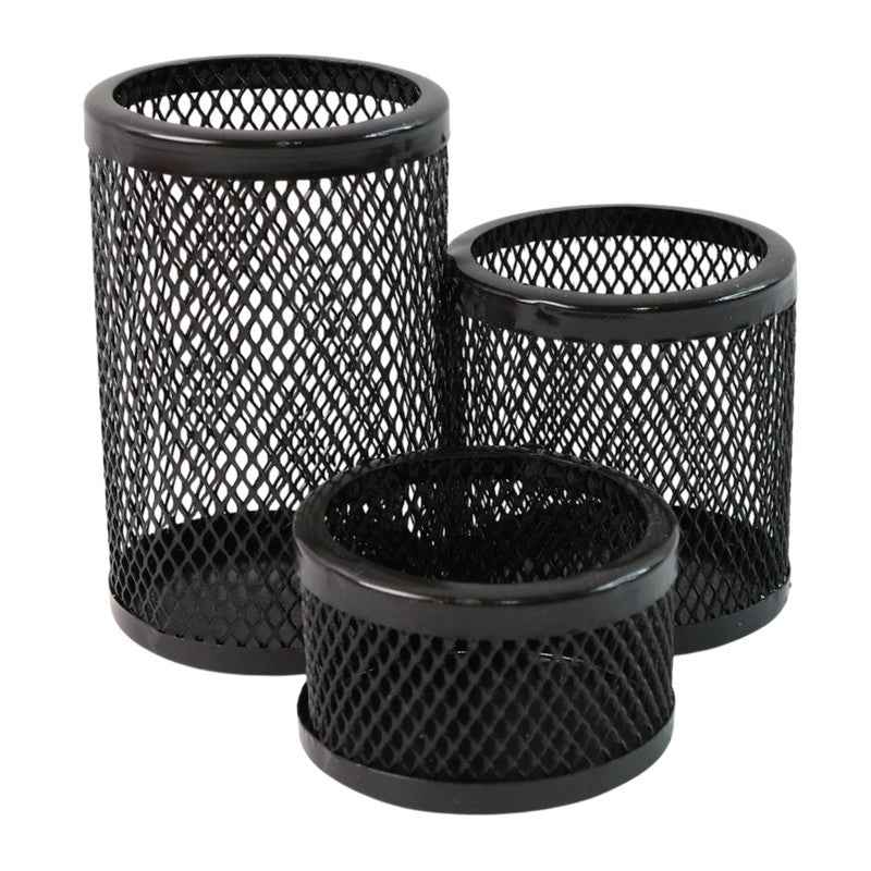 Khyati Trio Metal Mesh Pen Stand  3-in-1 Round Desk Organizer Set
