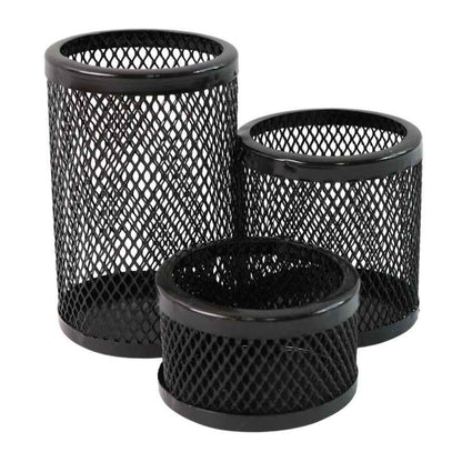 Khyati Trio Metal Mesh Pen Stand  3-in-1 Round Desk Organizer Set